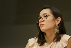 Dr. Anna Mirga, Deputy Director des European Roma Institute for Arts and Culture Erster Tag der internationalen Fachkonferenz „Is Auschwitz only sleeping?“ im Auditorium Maximum der Jagiellonian Universität Krakau, 31. Juli 2019 © Dokumentations- und Kulturzentrum Deutscher Sinti und Roma / Jarek Praszkiewicz